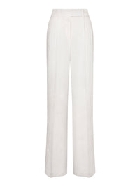 Pantalon à plis en lin extensible - Ivory