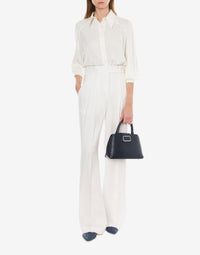 Pantalon à plis en lin extensible - Ivory