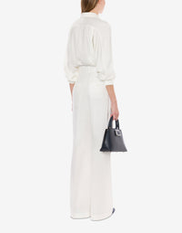 Pantalon à plis en lin extensible - Ivory