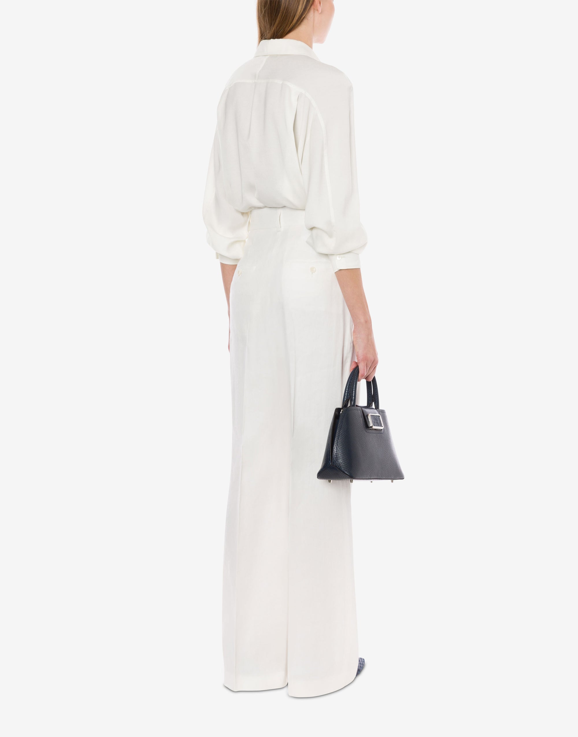 Pantalon à plis en lin extensible - Ivory