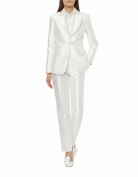 Pantalon droit tailleur en tissu léger - White