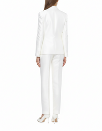 Pantalon droit tailleur en tissu léger - White
