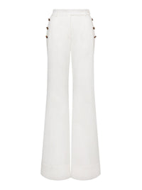 Pantalon flare en toile de coton - White