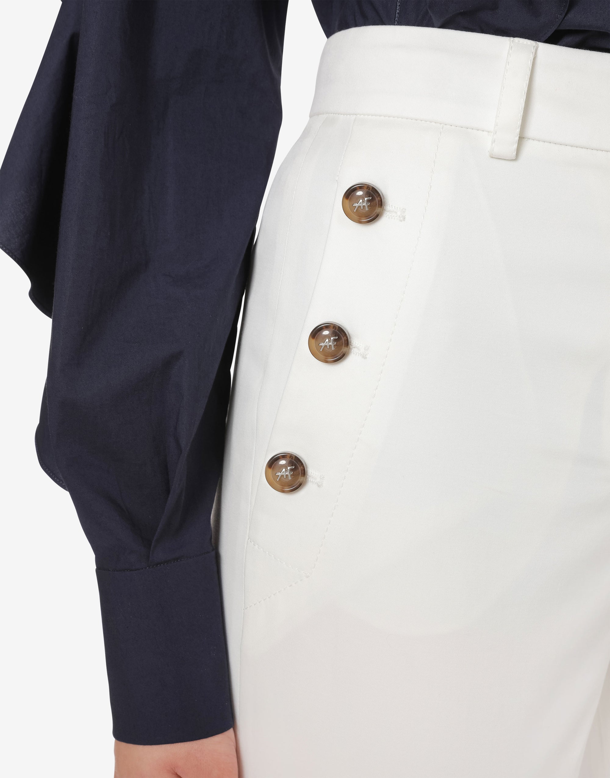 Pantalon flare en toile de coton - White