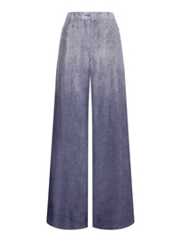 Pantalon en soie imprimé denim - Multi Blue