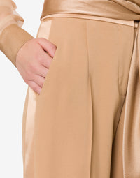 Pantalon ajusté en satin - Pink