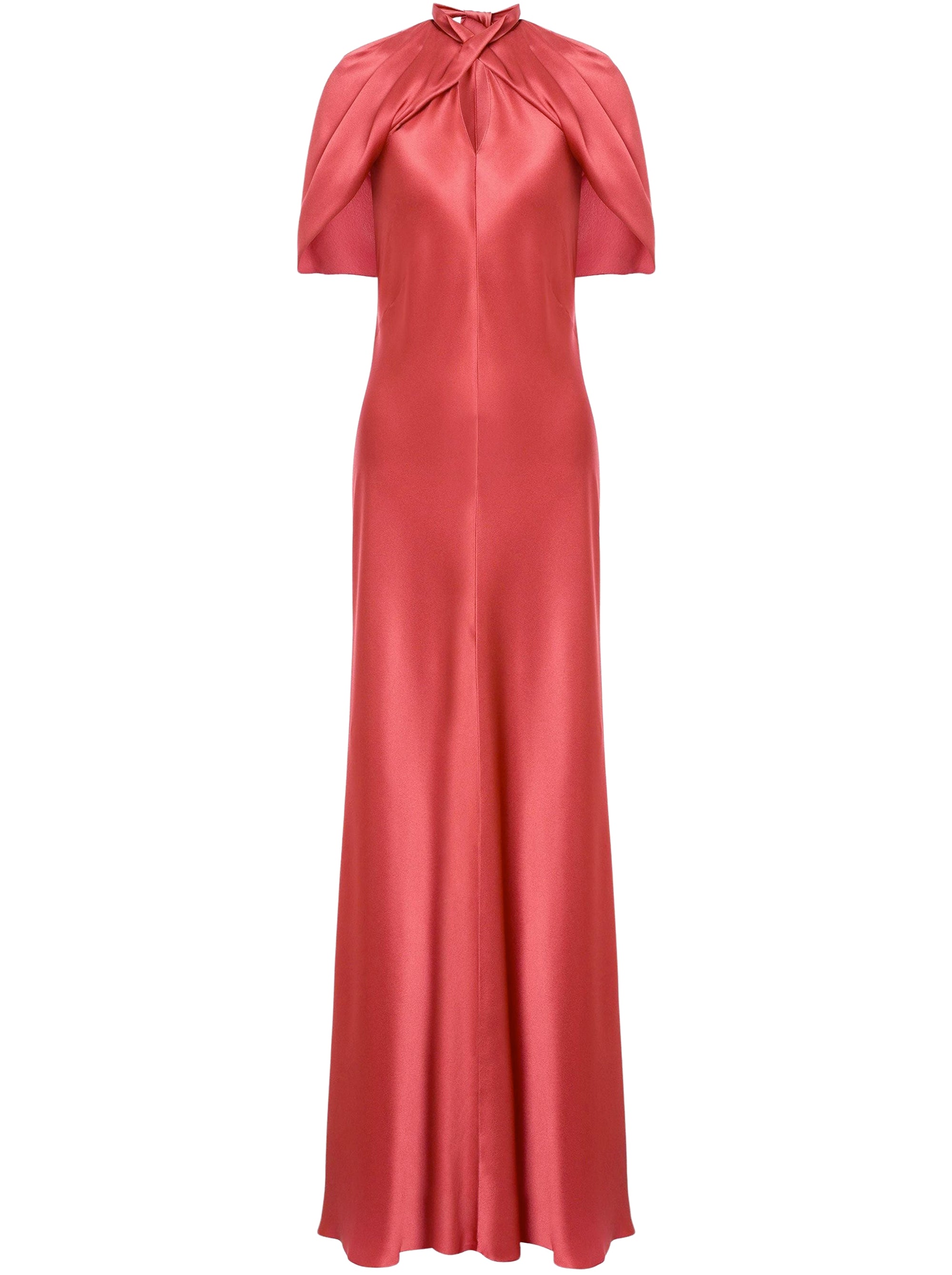 Robe longue en soie mélangée avec manches cape - Pink