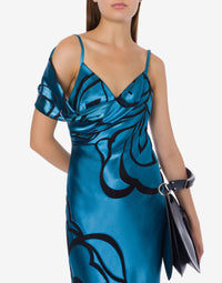 Silk blend maxi dress - Blue