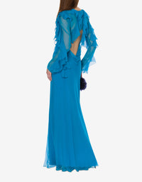 Robe longue en soie - Blue
