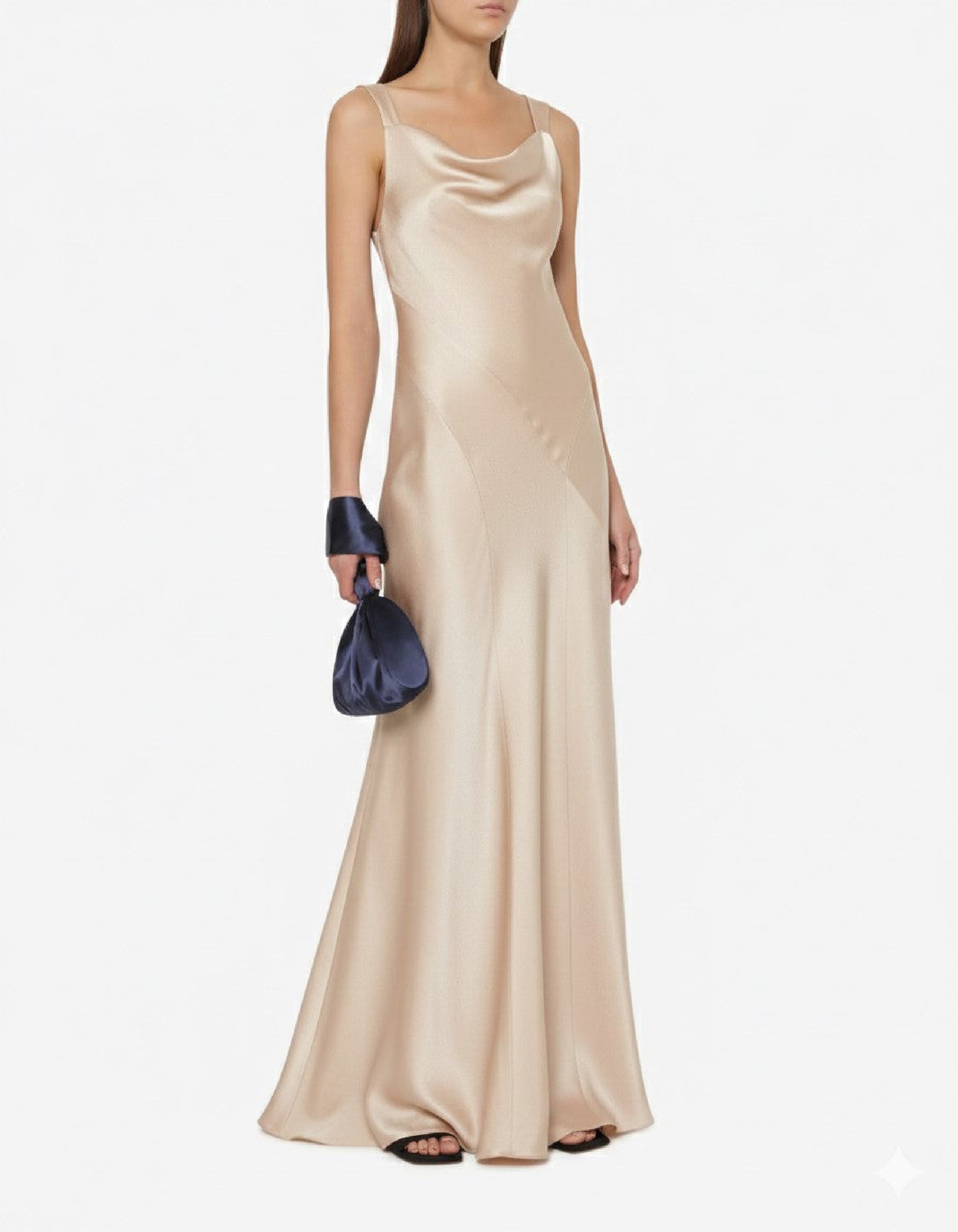 Robe longue Cocktail en soie mélangée - Pink