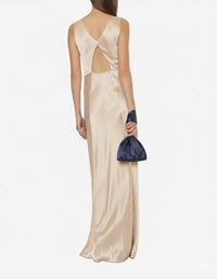 Robe longue Cocktail en soie mélangée - Pink