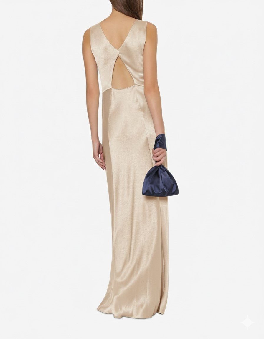 Robe longue Cocktail en soie mélangée - Pink