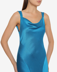 Robe longue Cocktail en soie mélangée - Blue
