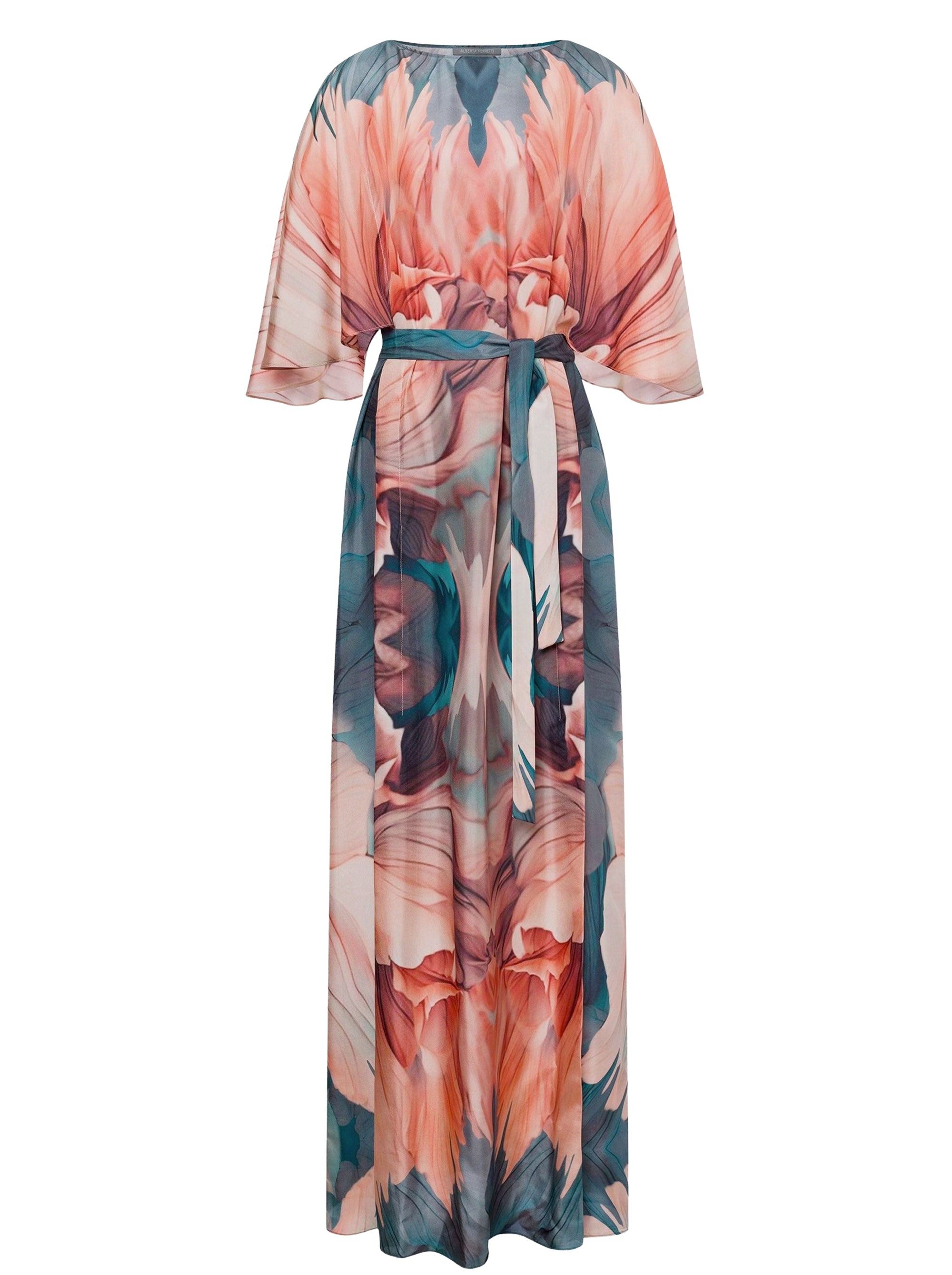 Robe longue en soie à imprimé pétale - Multi Violet & Pink