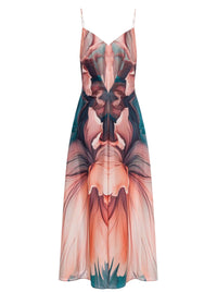 Robe longue en soie à imprimé pétale - Multi Violet & Pink