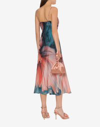 Robe longue en soie à imprimé pétale - Multi Violet & Pink