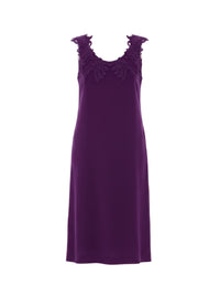Robe midi sans manches avec encolure en dentelle brodée - Pink
