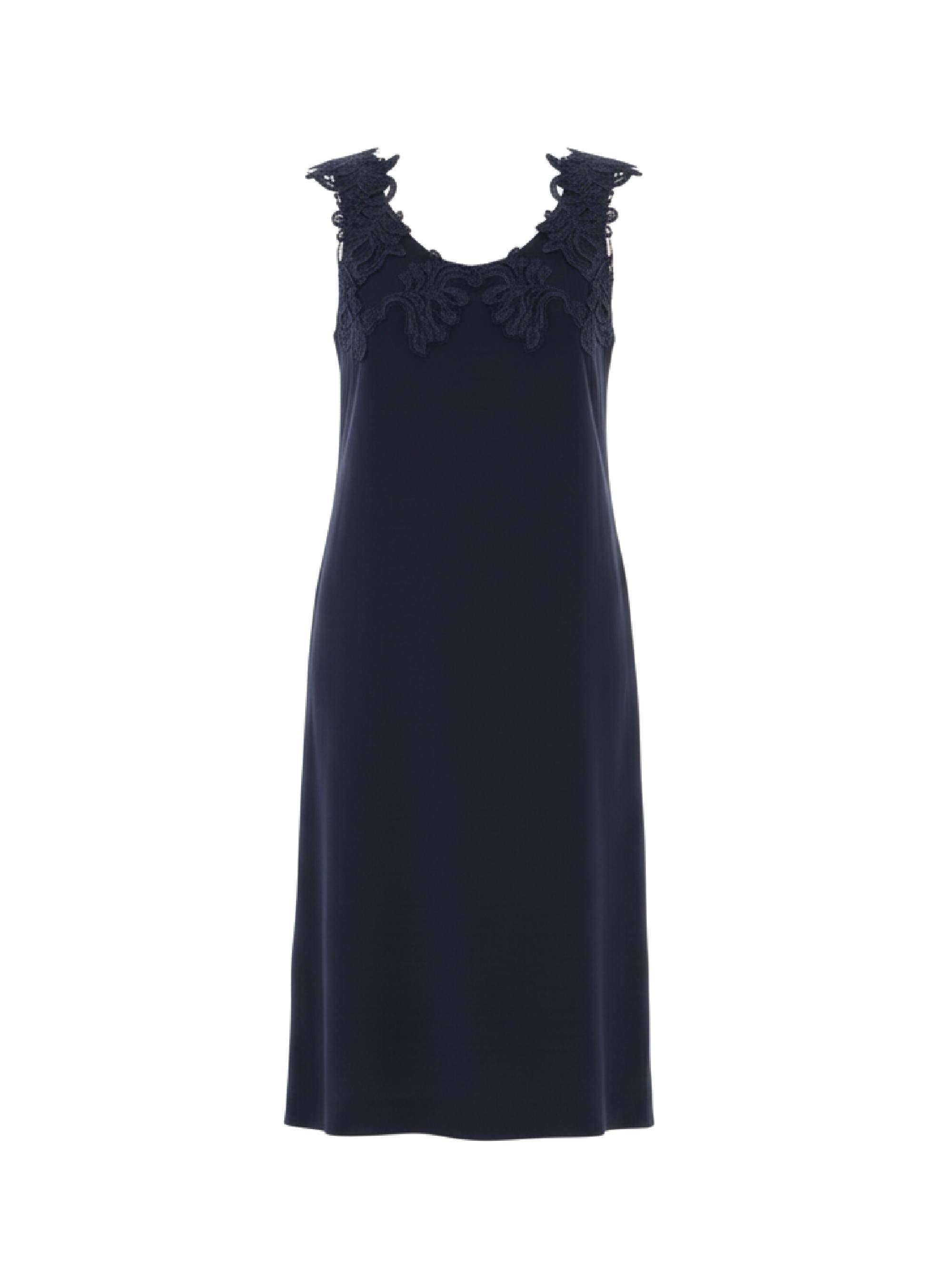 Robe midi sans manches avec encolure en dentelle brodée - Dark Blue