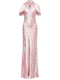Robe longue en satin dévoré - Pink