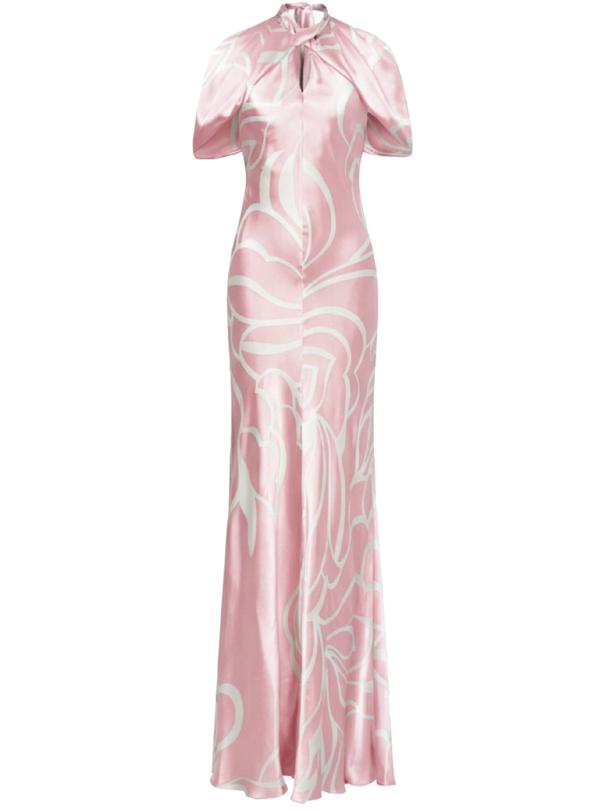 Robe longue en satin dévoré - Pink