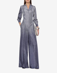 Combinaison en soie à imprimé denim - Multi Blue