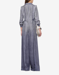 Combinaison en soie à imprimé denim - Multi Blue
