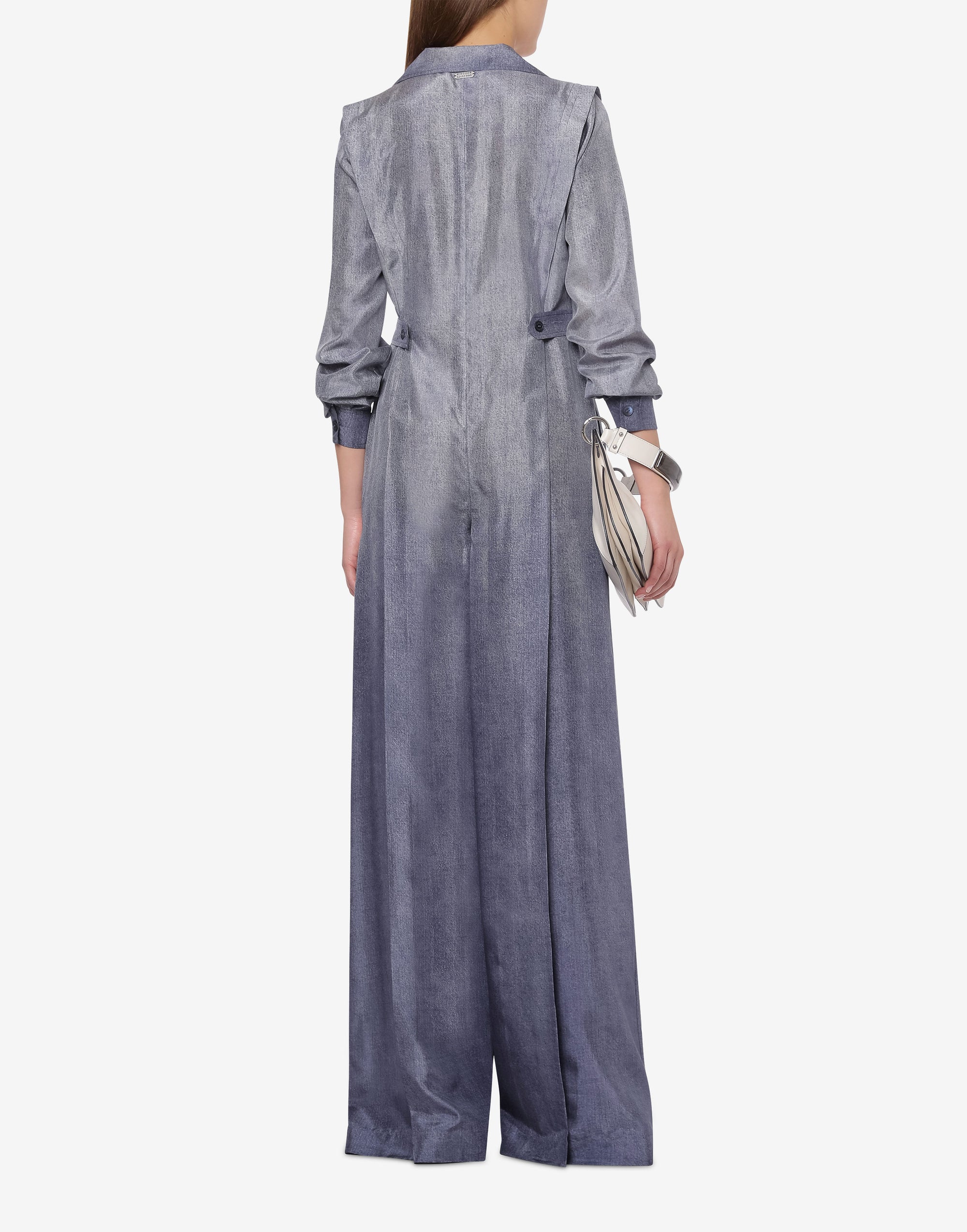 Combinaison en soie à imprimé denim - Multi Blue