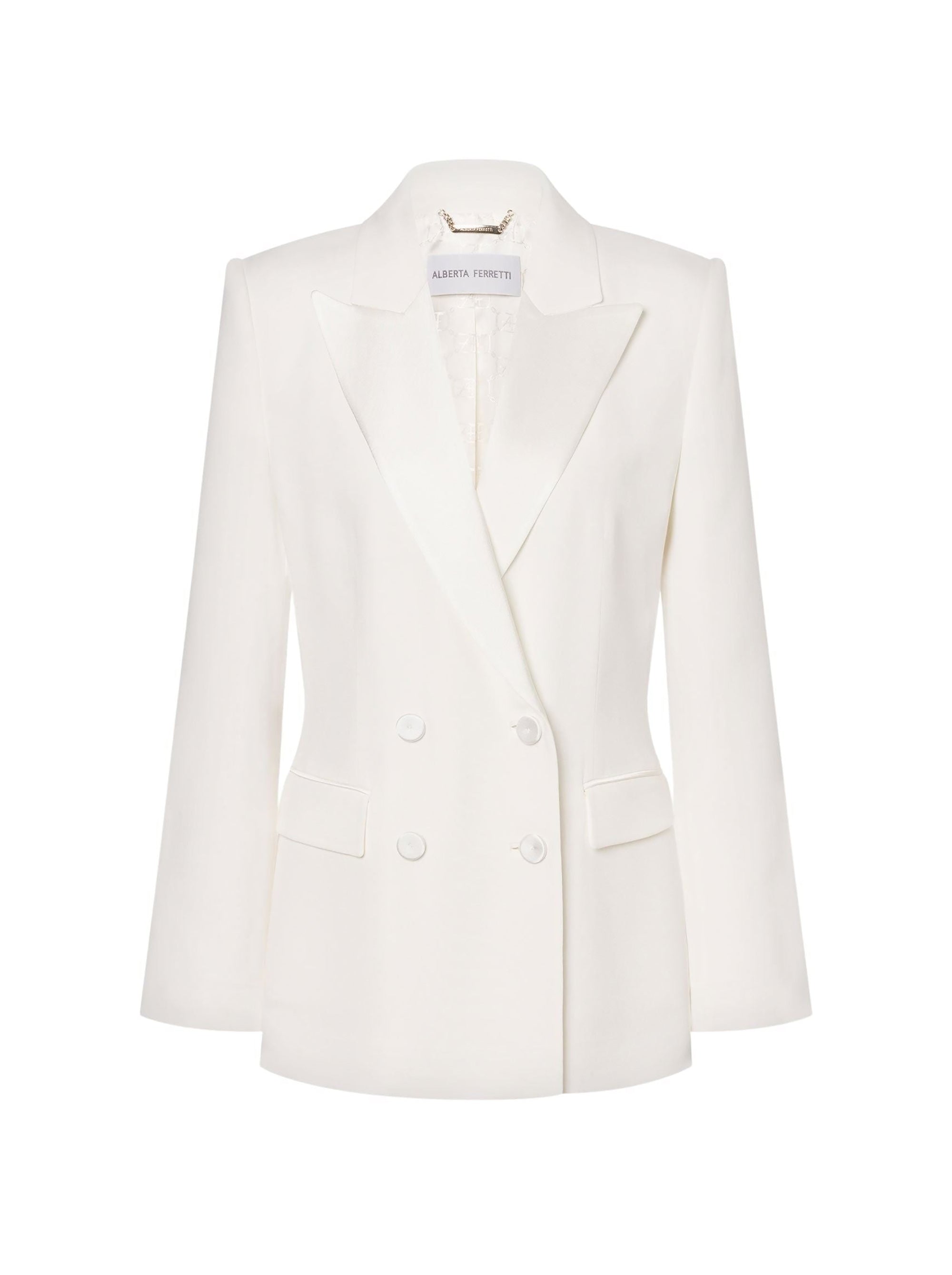 Veste à double boutonnage en satin - White