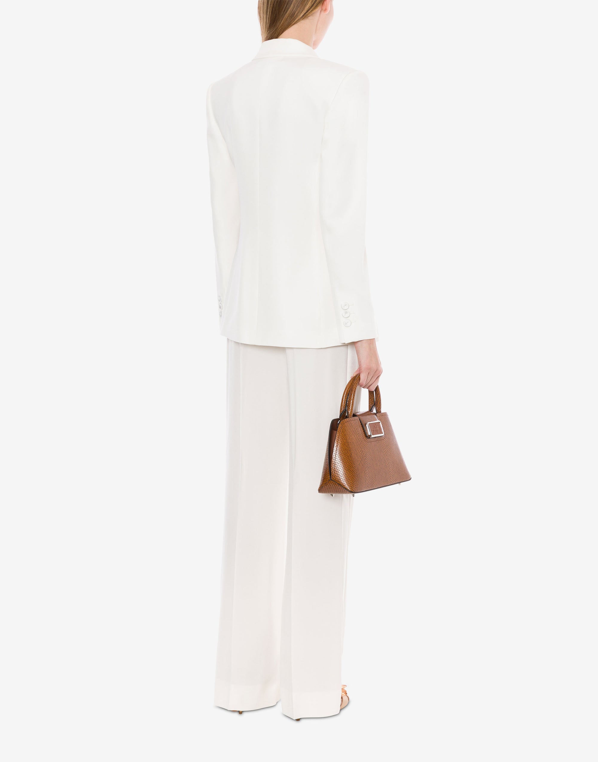 Veste à double boutonnage en satin - White