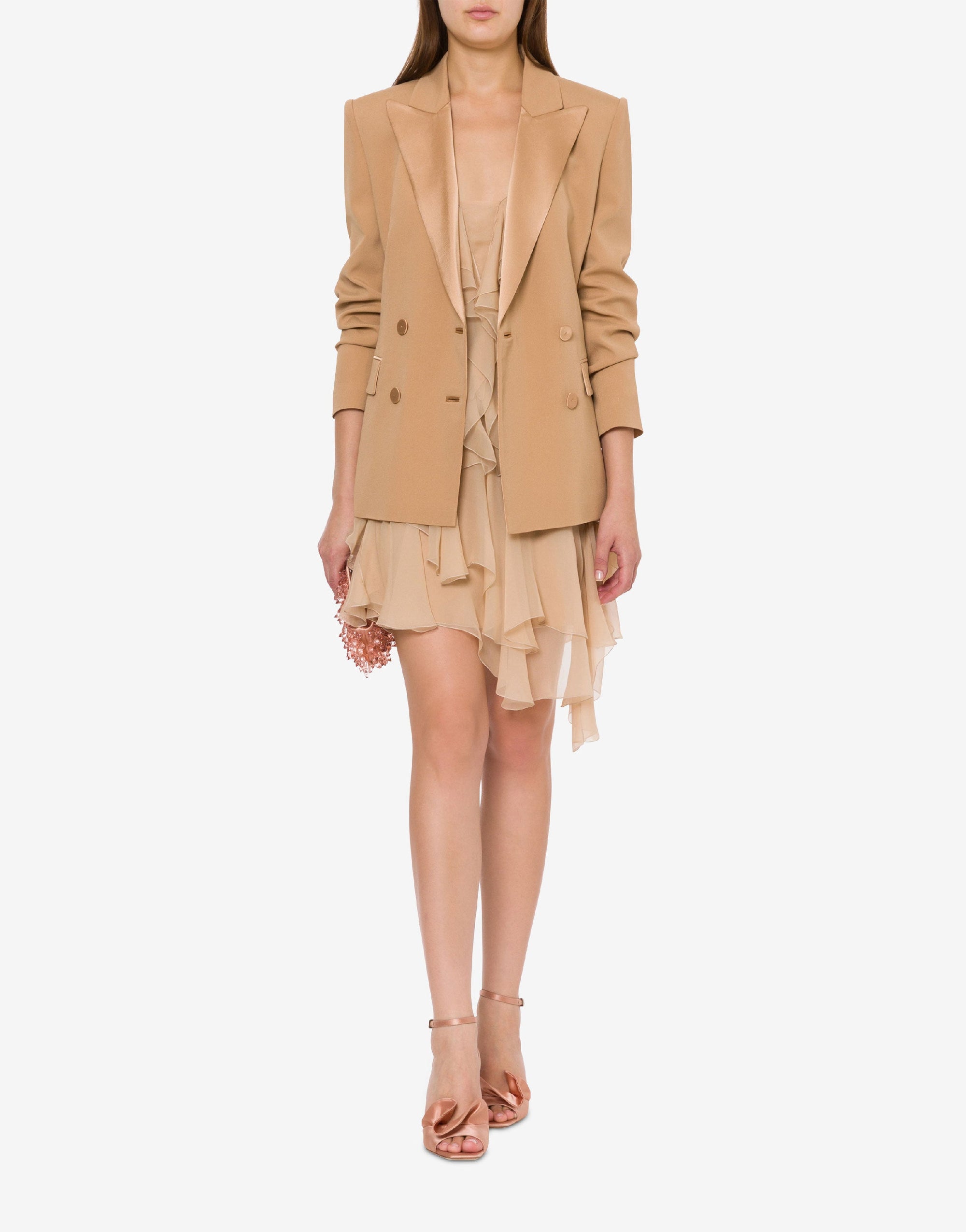 Veste à double boutonnage en satin - Pink