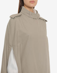 Poncho à capuche en coton technique imperméable - Beige