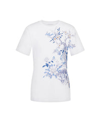 T-shirt à impression de cerises et papillons - White