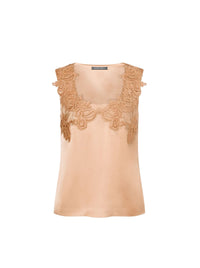 Top à dentelle ramage - Multi Beige