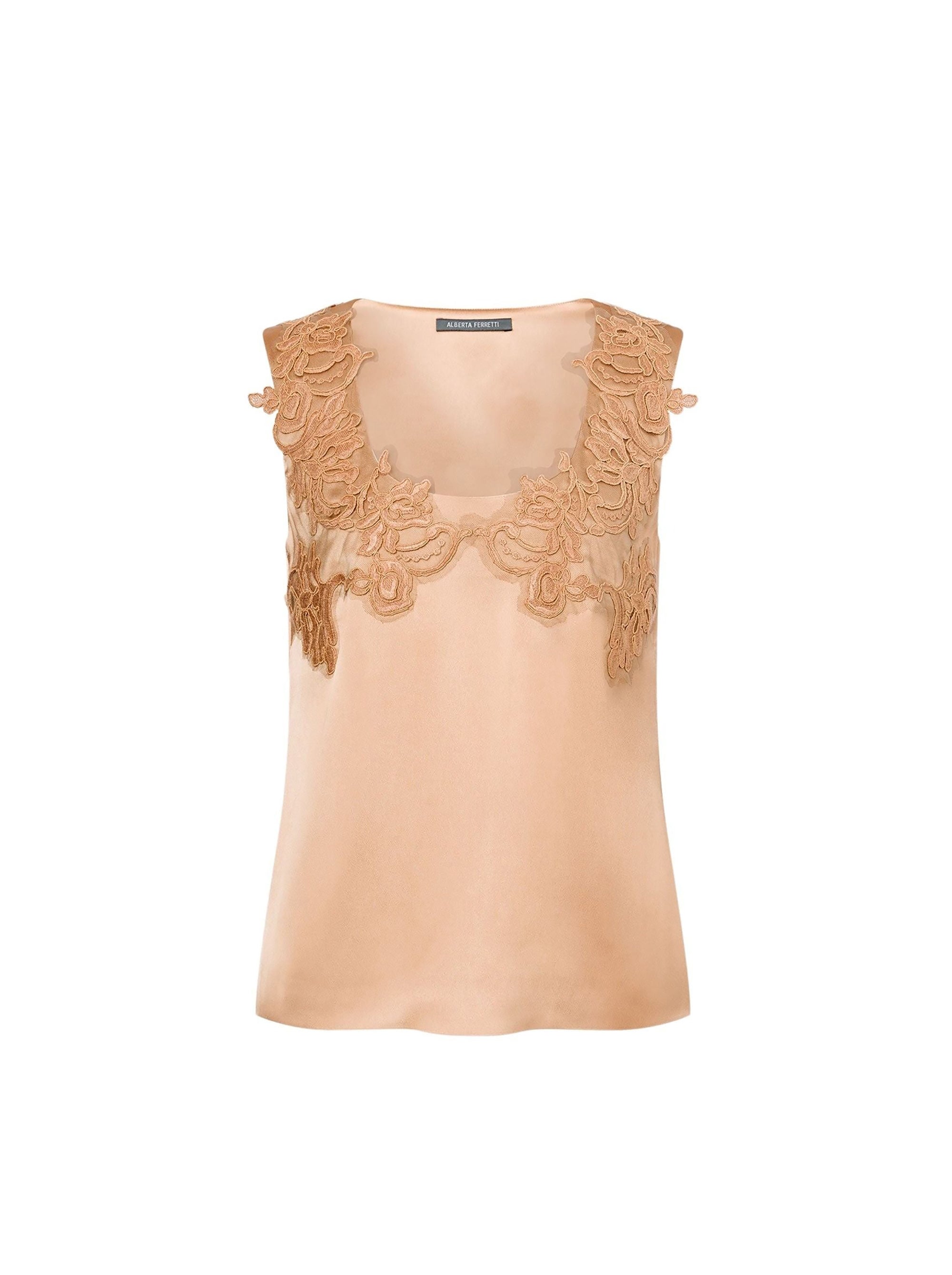 Top à dentelle ramage - Multi Beige