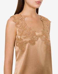 Top à dentelle ramage - Multi Beige