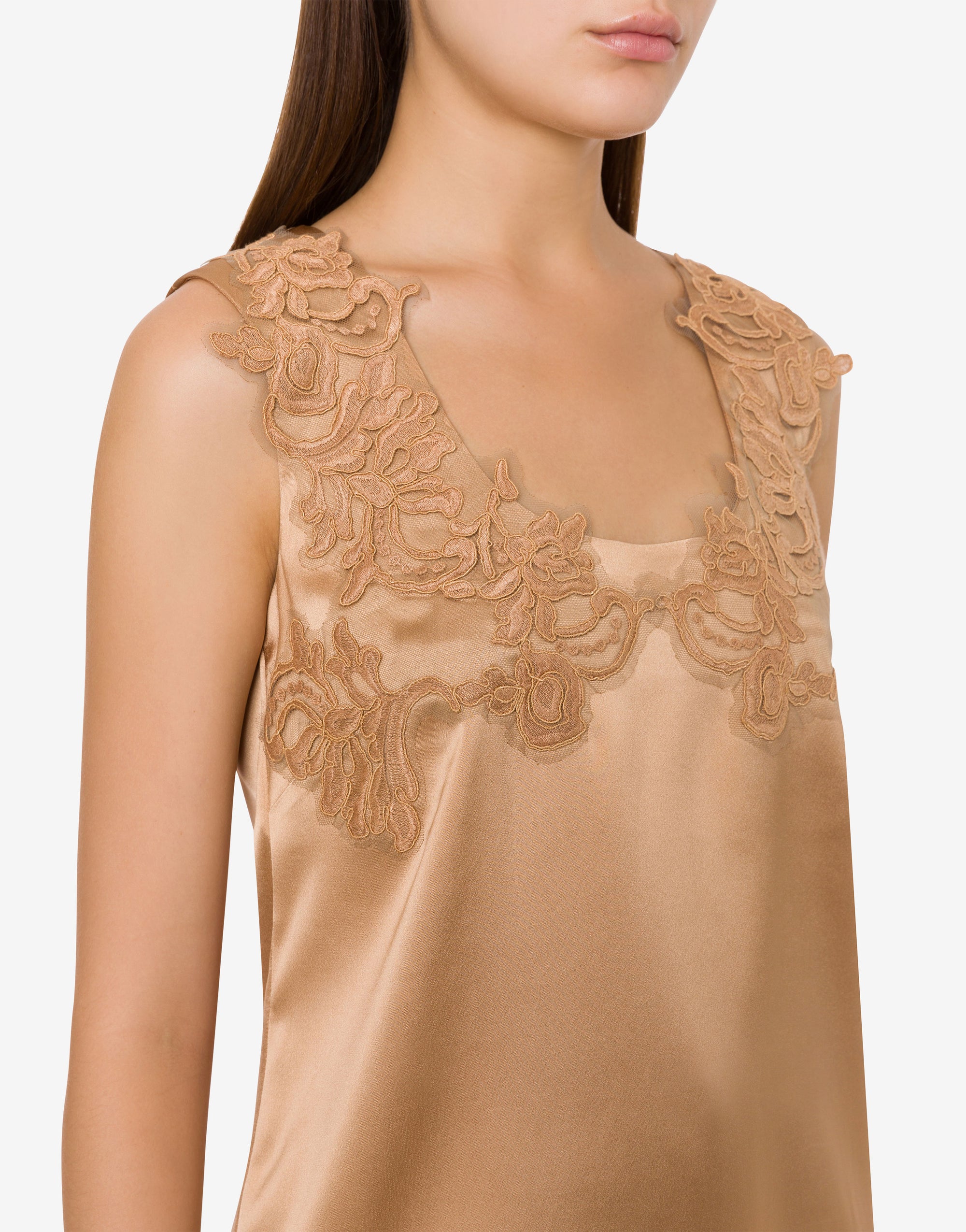 Top à dentelle ramage - Multi Beige