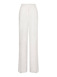 Pantalon taille haute à jambes larges en tissu fluide - White