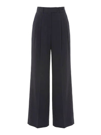 Pantalon taille haute à jambes larges en tissu fluide - Dark Blue