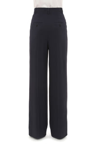 Pantalon taille haute à jambes larges en tissu fluide - Dark Blue