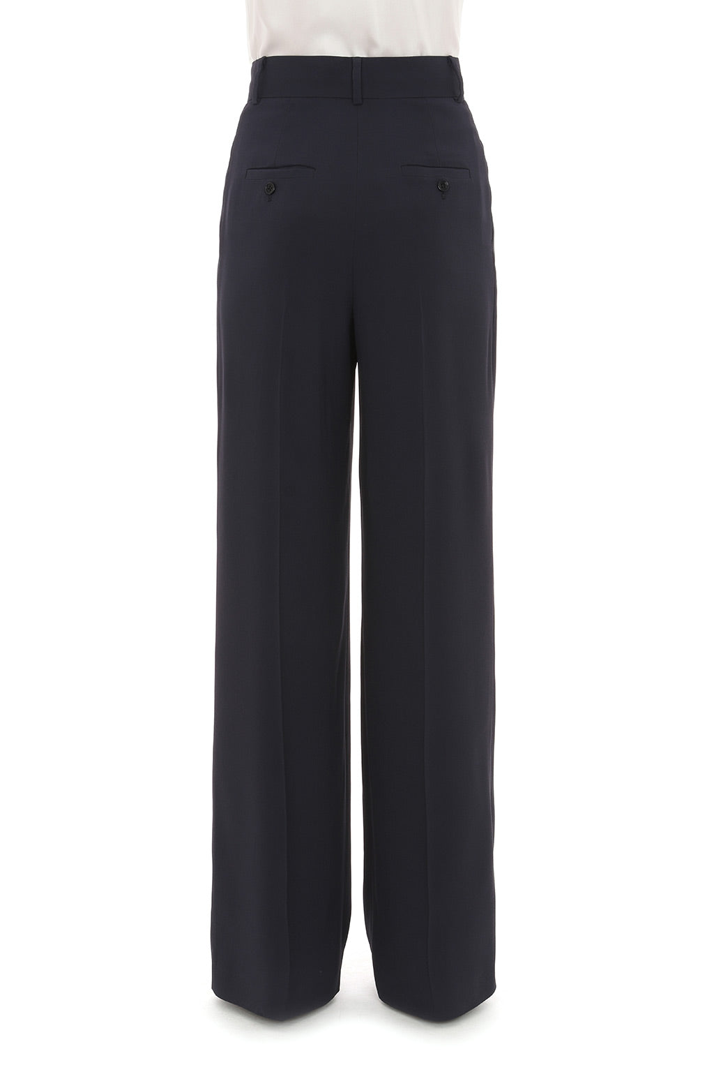 Pantalon taille haute à jambes larges en tissu fluide - Dark Blue