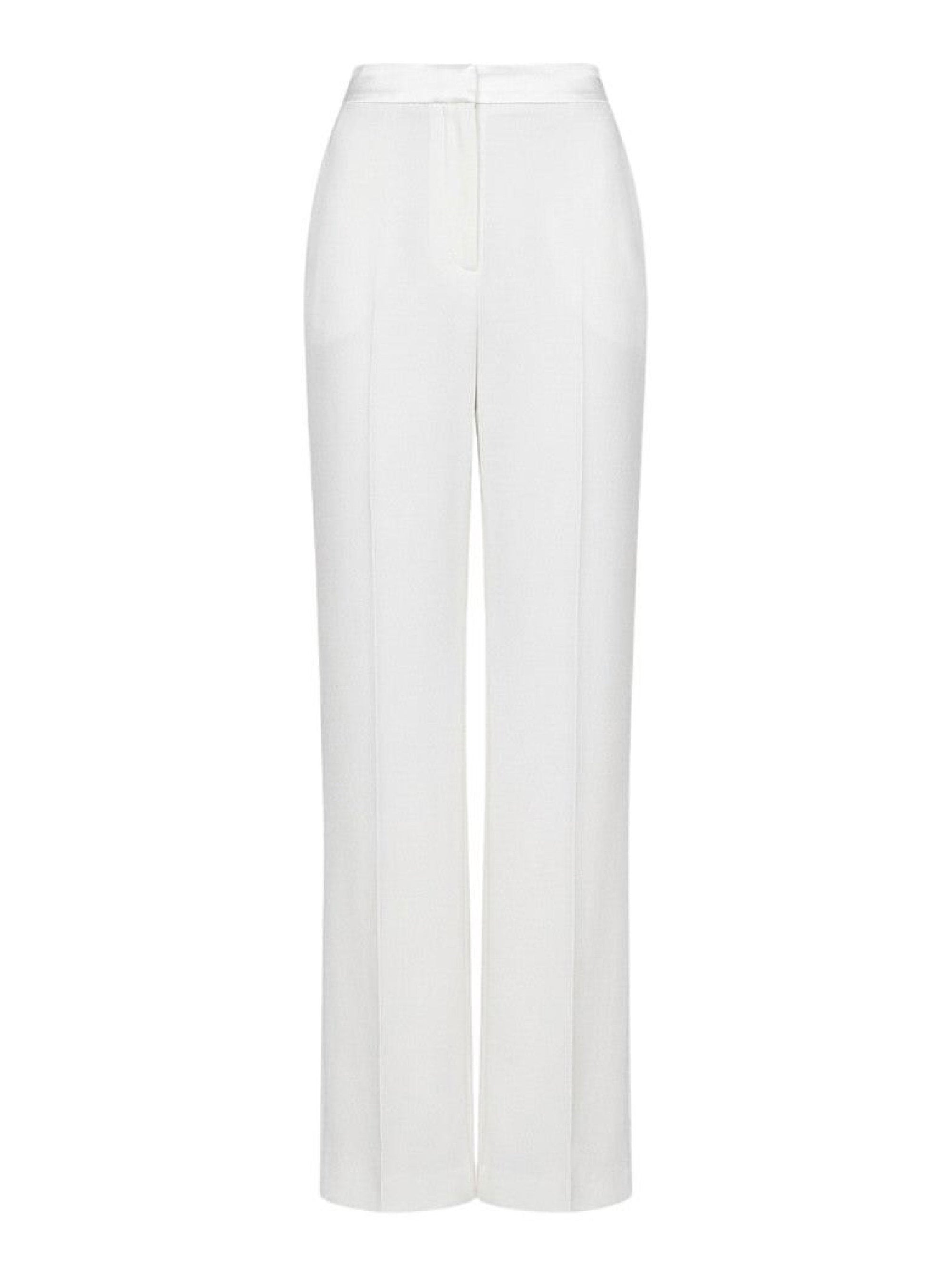Pantalon ajusté en satin - White