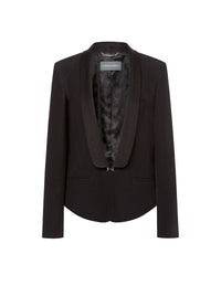 Veste de tailleur avec col châle en lin - Black