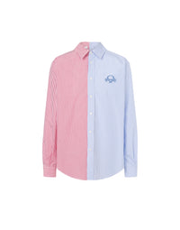 Chemise rayée Laurel Crown Logo en coton - Blue