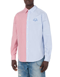 Chemise rayée Laurel Crown Logo en coton - Blue