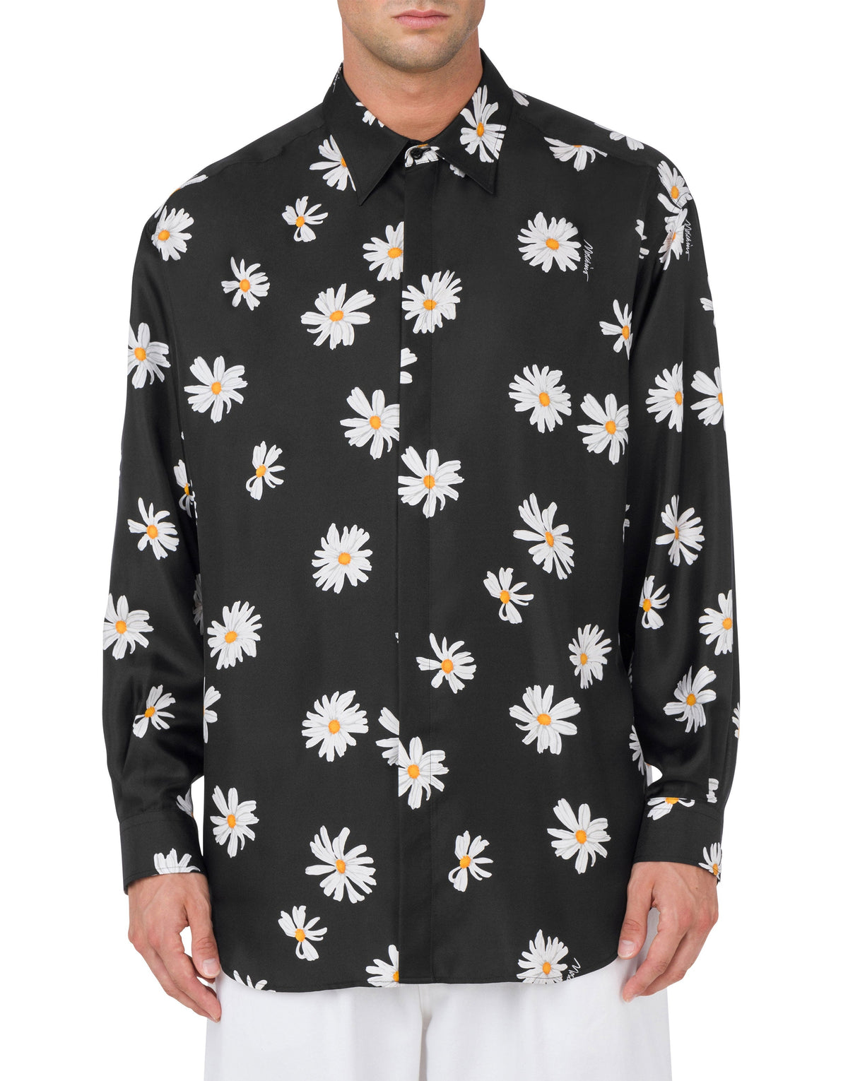 Chemise Daisy Allover en soie - Black