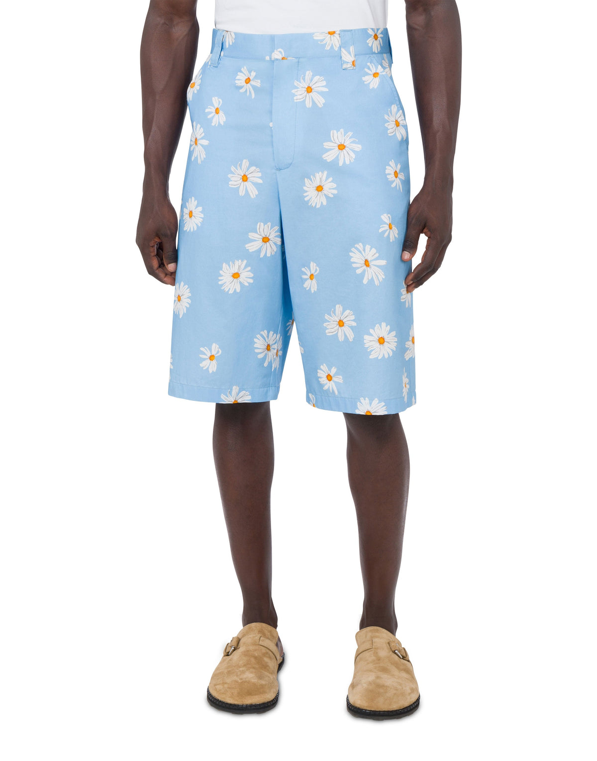 Bermuda motif Daisy Allover en satin en coton - Blue