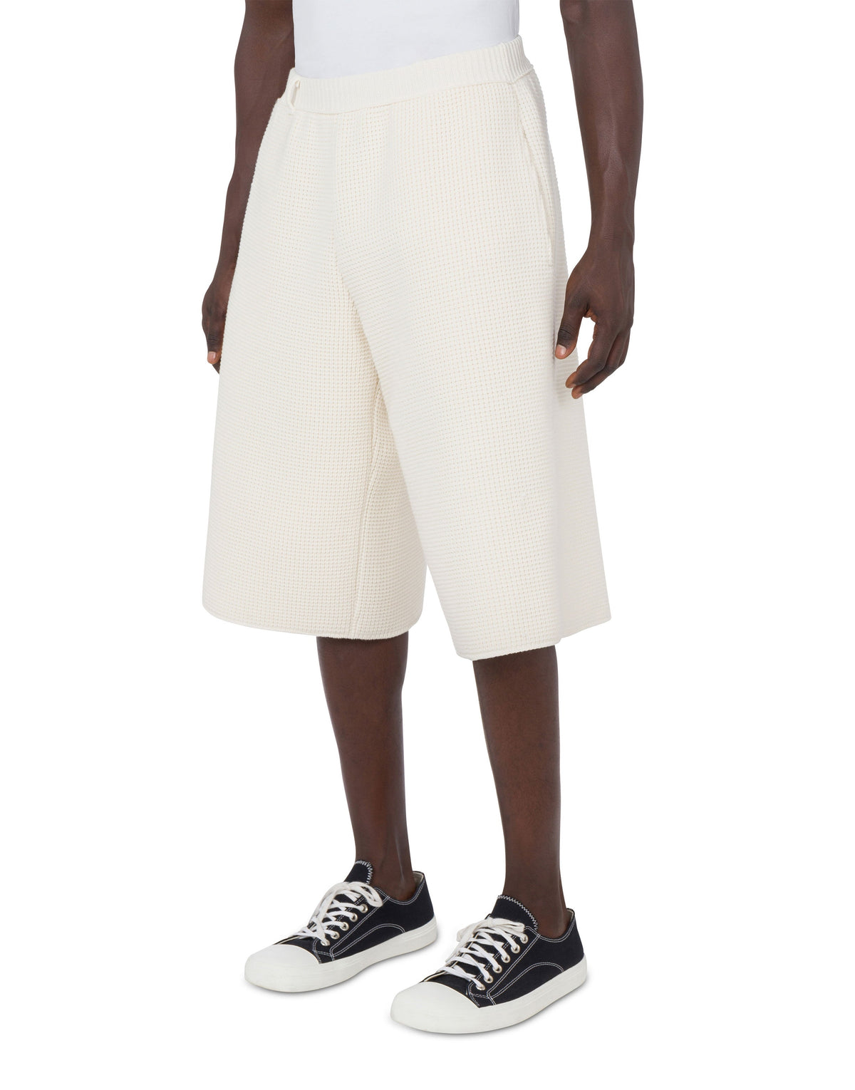 Bermuda à étiquette en coton - White