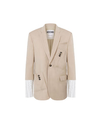 Veste à manches rayées en laine - Beige