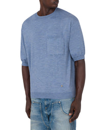 Pull Golden M en laine et soie - Blue