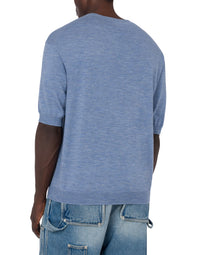 Pull Golden M en laine et soie - Blue